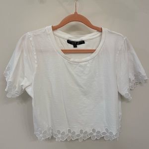 Topshop petite organza trim crop tee size 4